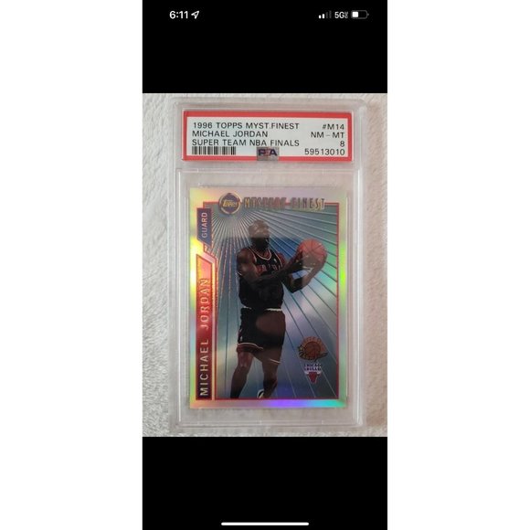 1996 Topps Finest Michael Jordan - Mystery Refractor PSA 8 NM-MT - M14 Bulls HOF